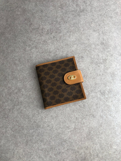 CELINE Macadam Triomphe Folded Wallet Brown Vintage bcju54