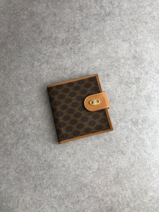 CELINE Macadam Triomphe Folded Wallet Brown Vintage bcju54