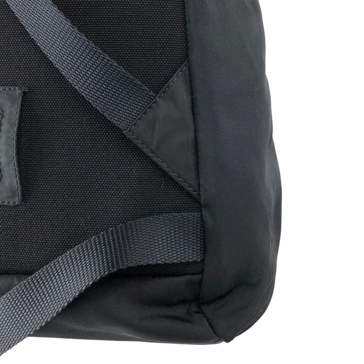 PRADA Tessuto Triangle Logo Front Buckle Backpack Black Vintage ynp78c