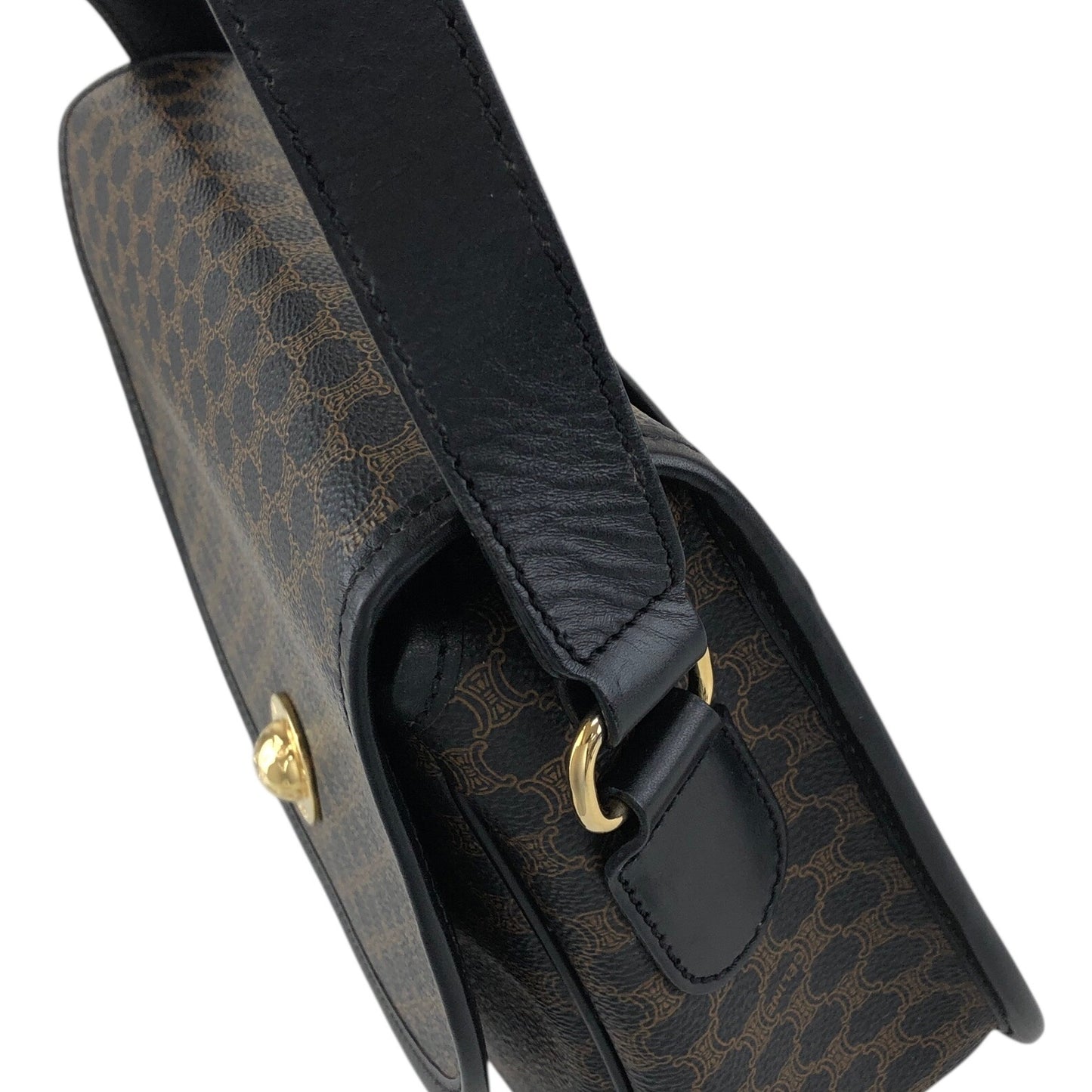 CELINE Macadam Starball Flap Shoulder bag Black Vintage a8awaa
