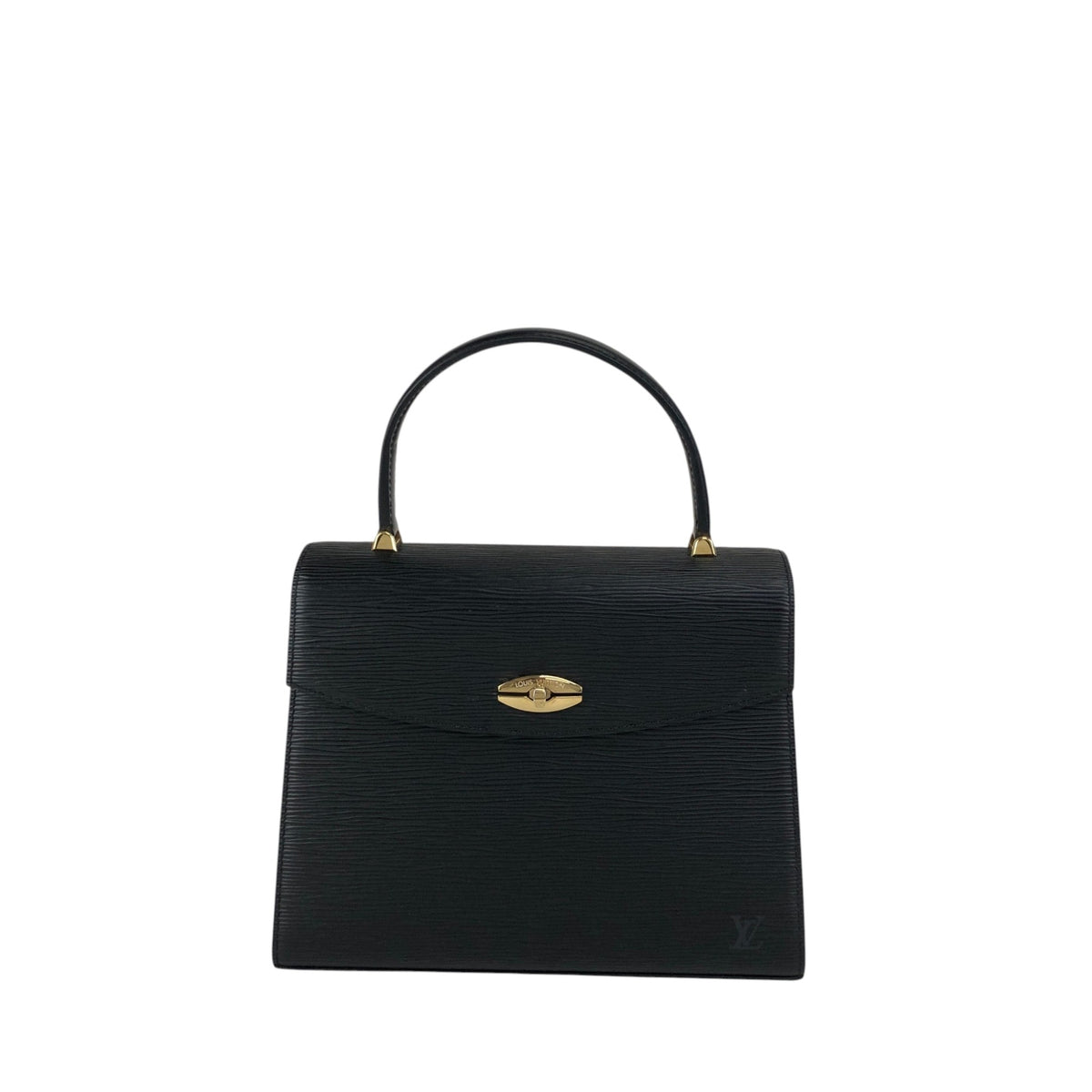 LOUIS VUITTON Turn Lock Handbag Black M52372 Vintage 48k8t4