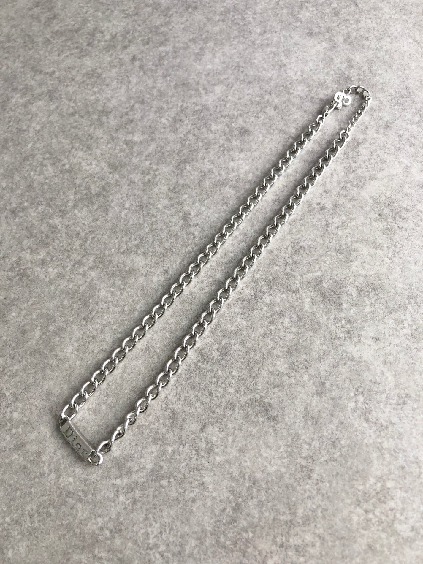 Christian Dior Logo Motif Necklace Silver Vintage ziaan3