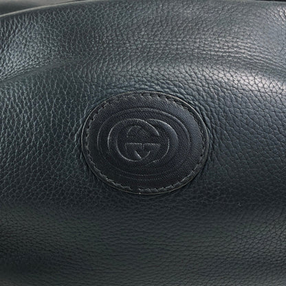 GUCCI Logo Embossed Shoulder bag Navy Vintage e4surv