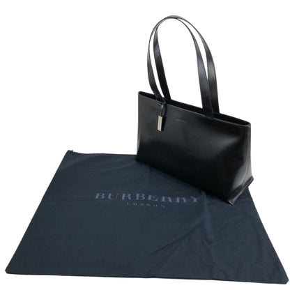BURBERRY Logo Embossed Handbag Totebag Black Vintage 7vx6m6