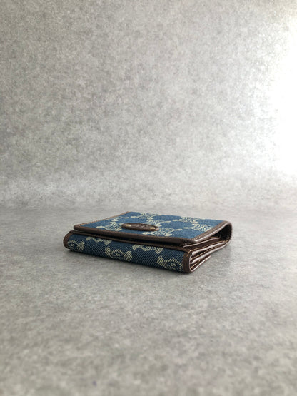 CELINE Triomphe Blason Folded Wallet Indigo Vintage 3pep8h