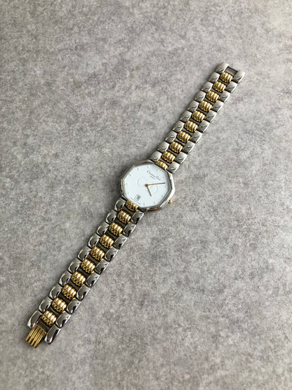Christian Dior CD Logo Quartz Watch Silver×Gold 45.204 Vintage kh8utm