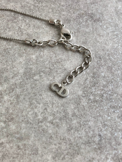 Christian Dior Logo Motif Necklace Silver Vintage mfvz83