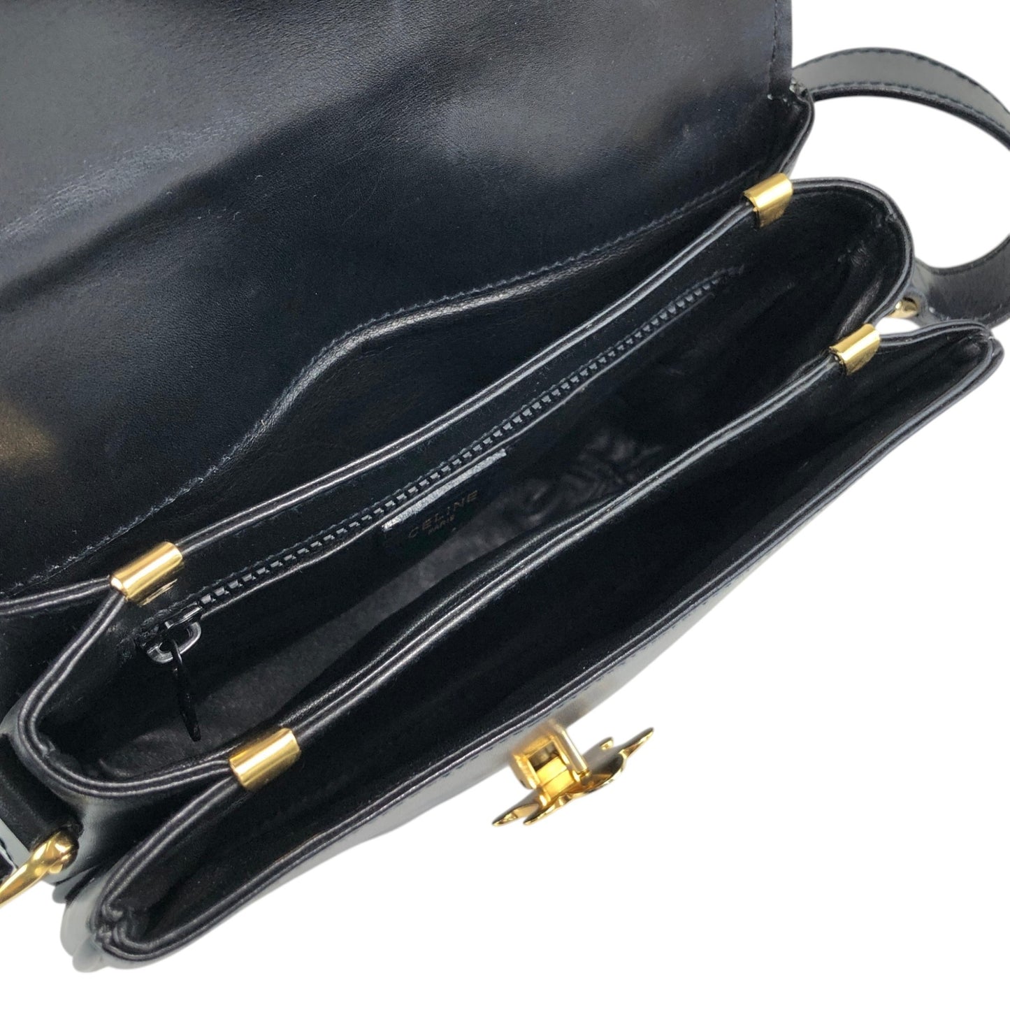 CELINE Triomphe Shoulder bag Black Vintage igefky