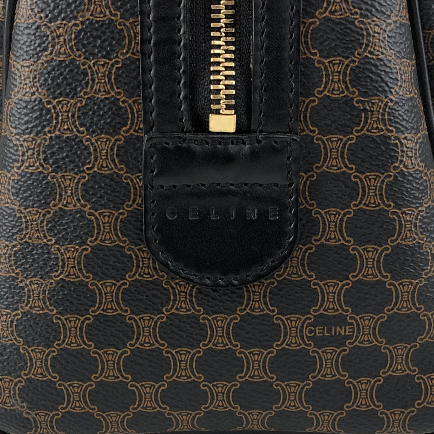 CELINE Macadam Two-way Small Boston bag Shoulder bag Black Vintage mdni2d