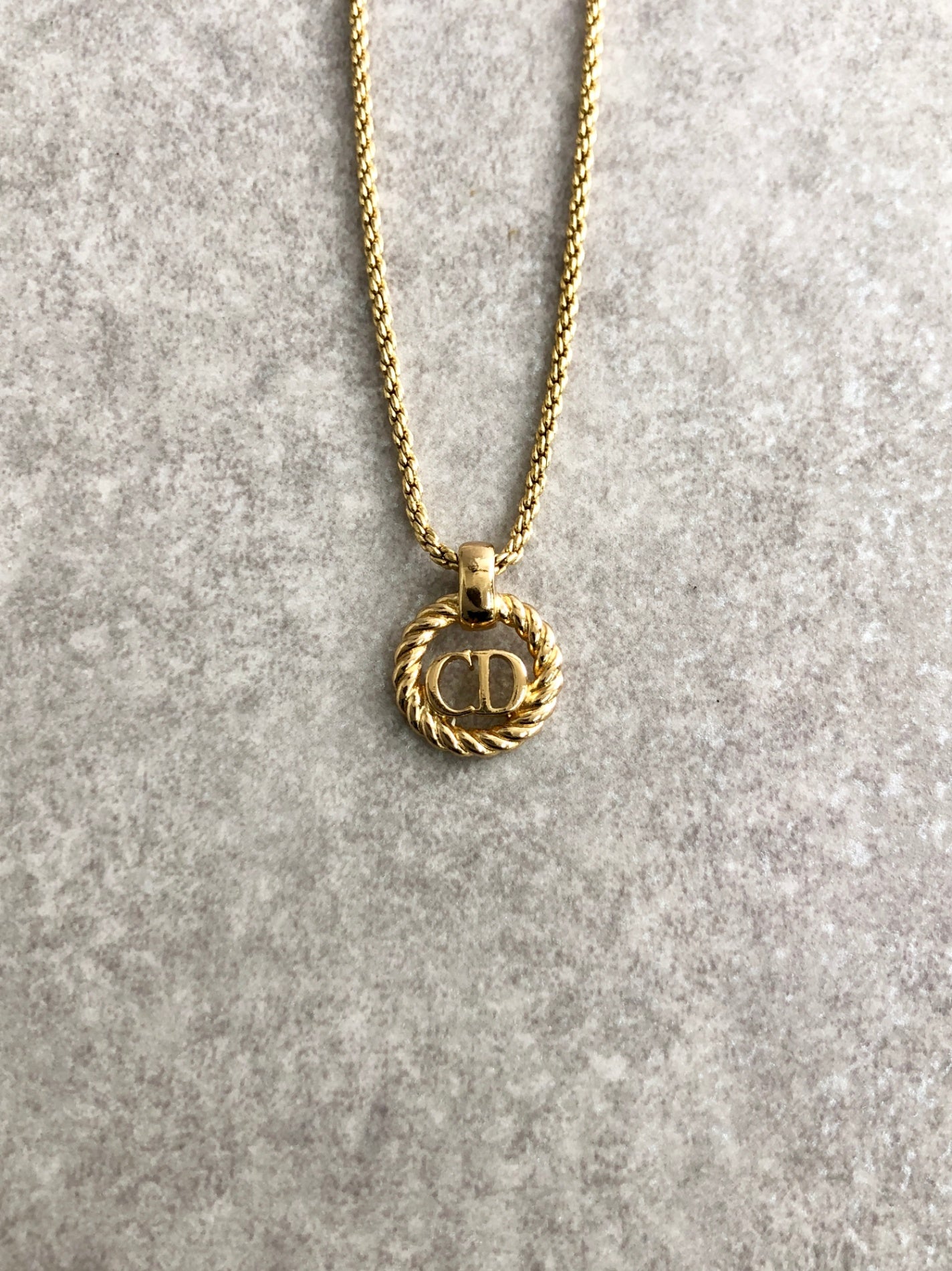 Christian Dior CD Logo Motif Necklace Gold Vintage 7z7frb