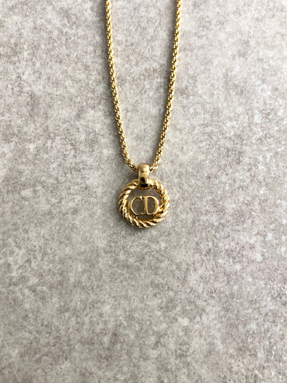 Christian Dior CD Logo Motif Necklace Gold Vintage 7z7frb