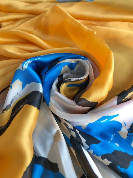 Christian Dior Logo Silk Scarf Yellow×Blue Vintage fybztt