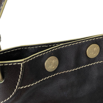 CELINE Blason Shoulder bag Hobobag Brown Vintage 4ykatc