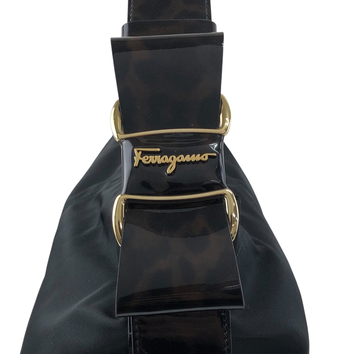 Salvatore Ferragamo Vala Ribbon Shoulder bag Black Vintage xwnsuw