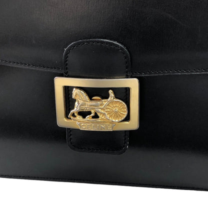 CELINE Horse Carriage Shoulder bag Black Vintage cwij46