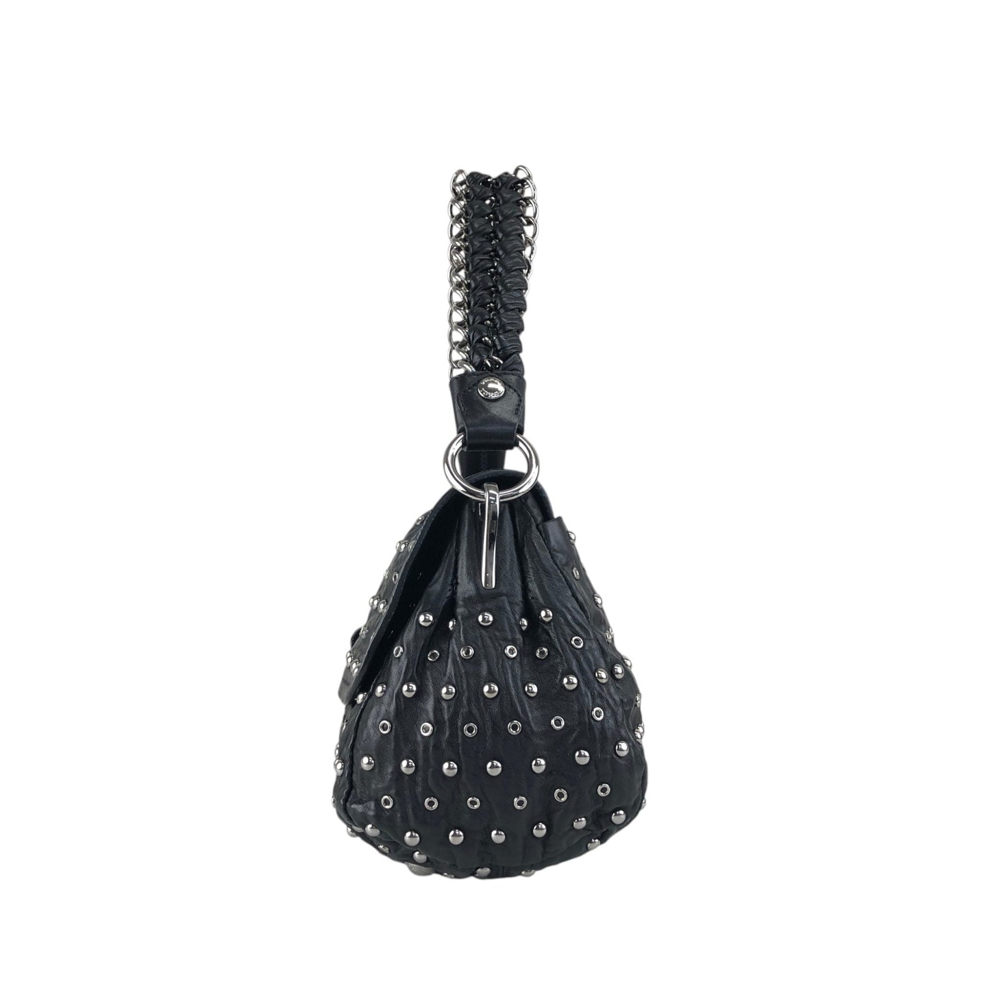 PRADA Studs Pushlock Shoulder bag Black Vintage mh4vuk