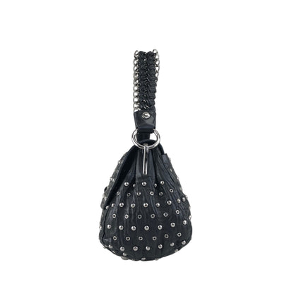 PRADA Studs Pushlock Shoulder bag Black Vintage mh4vuk