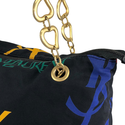 Yves Saint Laurent Logo Chain Totebag Black Vintage fniuvx