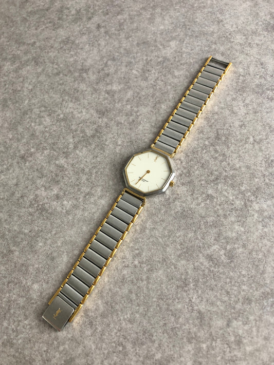 Yves Saint Laurent YSL Logo Quartz Watch Silver 2720-272269 Vintage ac8wwe