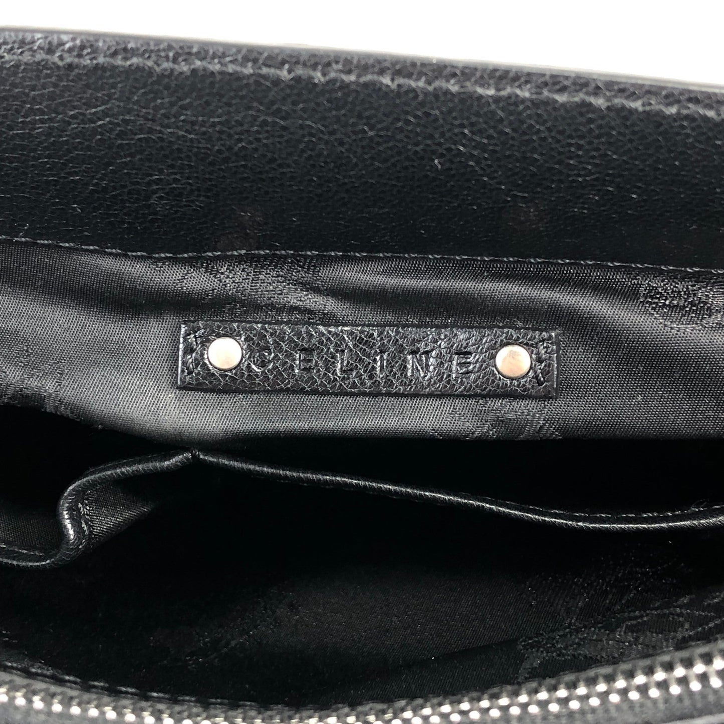 CELINE Logo Handbag Black Vintage p2zgdh