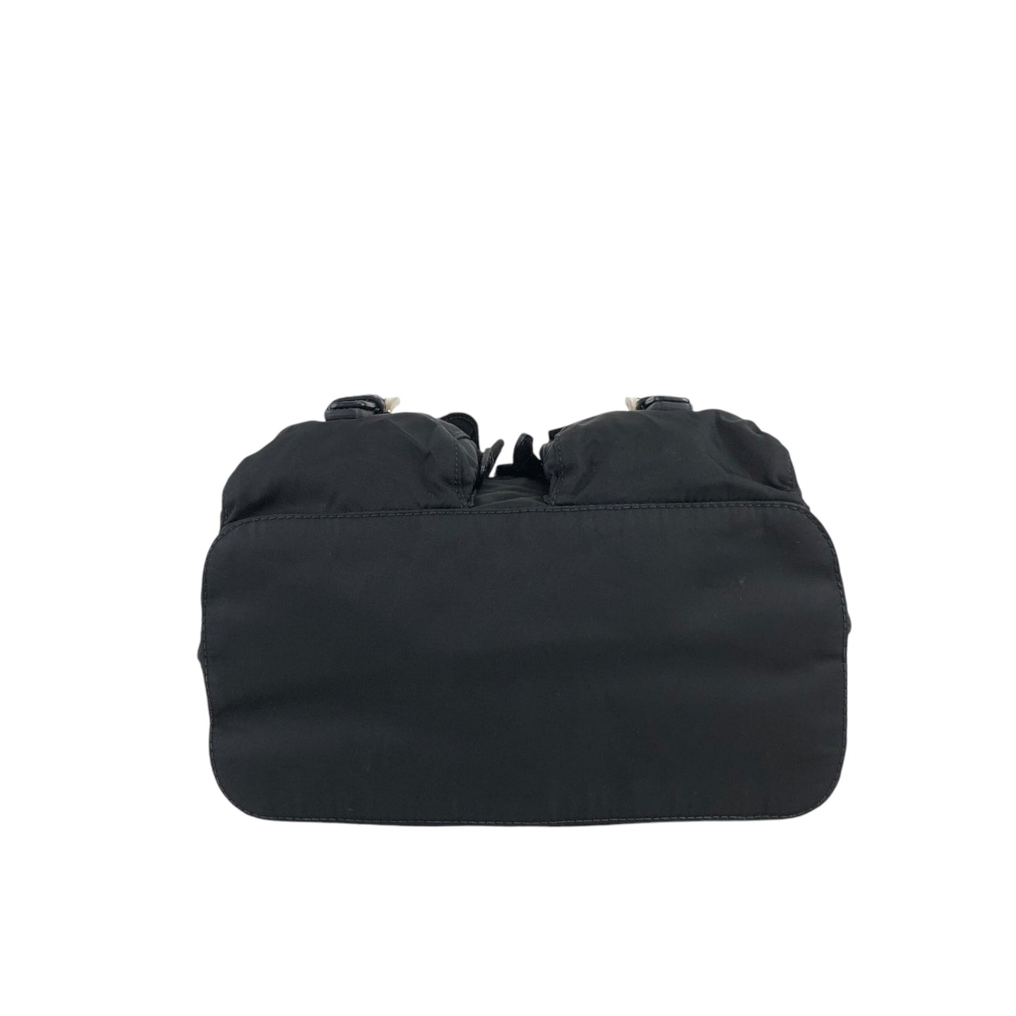 PRADA Triangle Logo Double Pocket Backpack Black Vintage ipfw4s