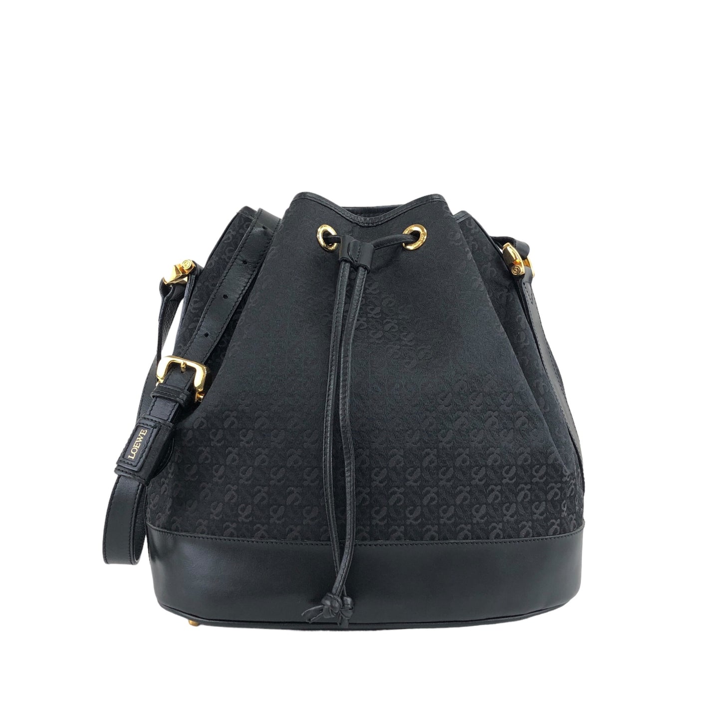 LOEWE Anagram Drawstring Shoulder bag Black Vintage ph8edx