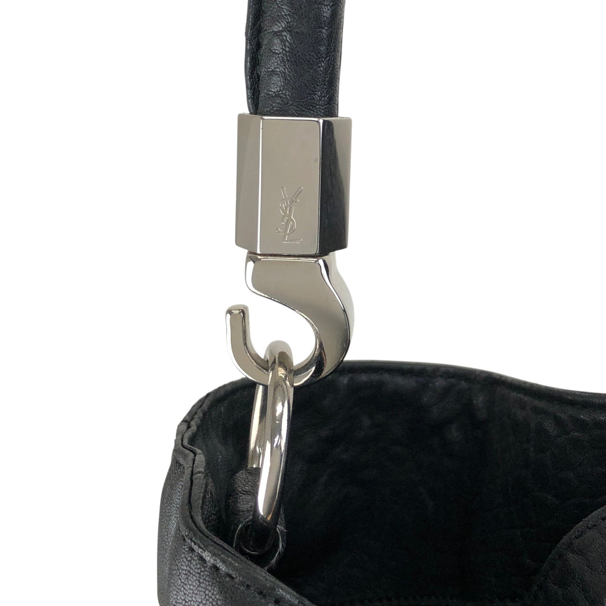 Yves Saint Laurent YSL Logo Shoulder bag Hobobag Black Vintage ib3ifn