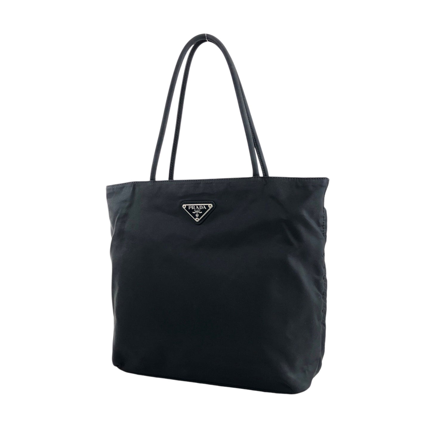 PRADA Tessuto Triangle Logo Totebag Black Vintage wen6ju
