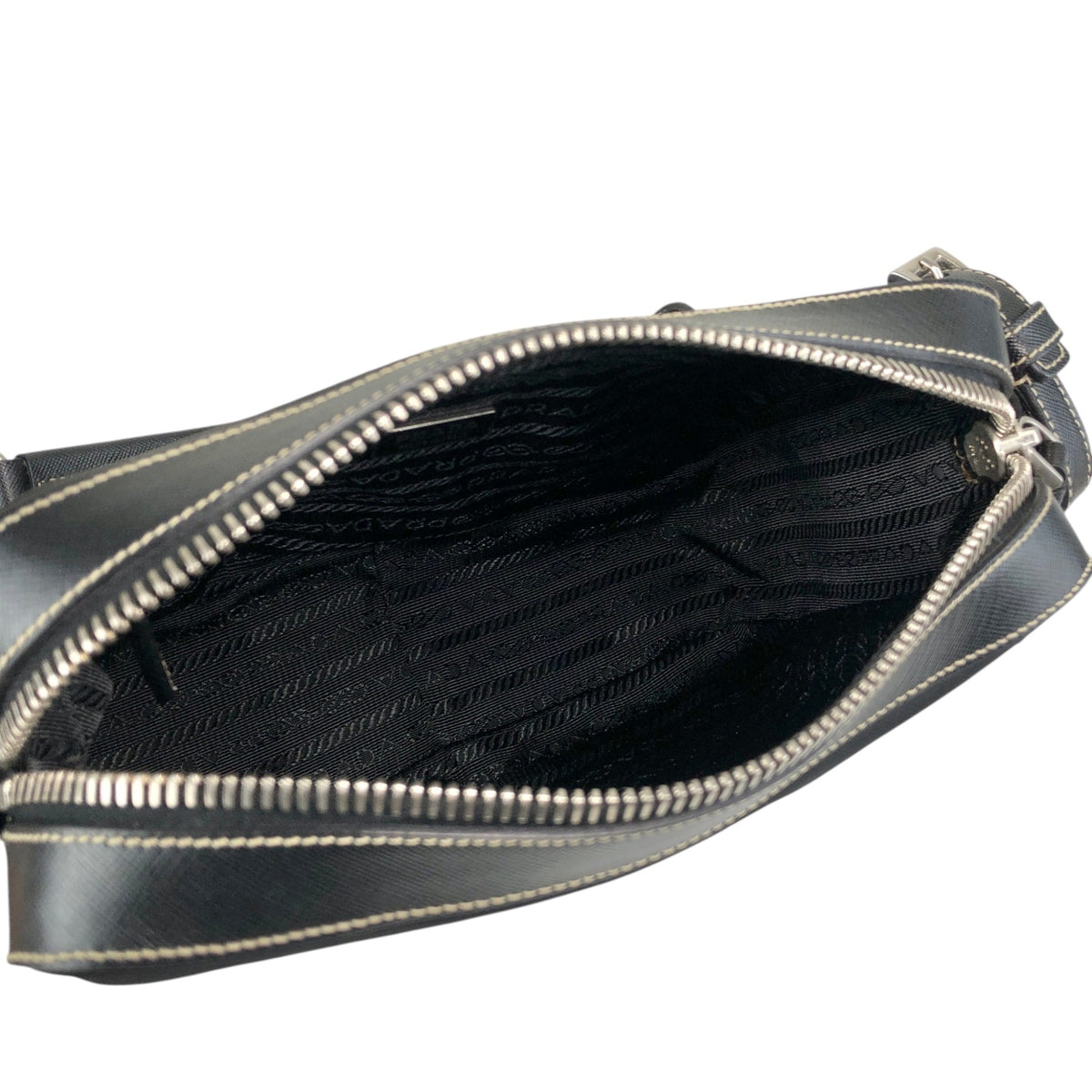 PRADA Tessuto Triangle Logo Shoulder bag Black Vintage mshu7d