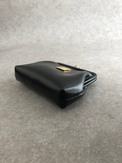 CELINE Logo Metal Clasp Coin Purse Black Vintage z4abfu