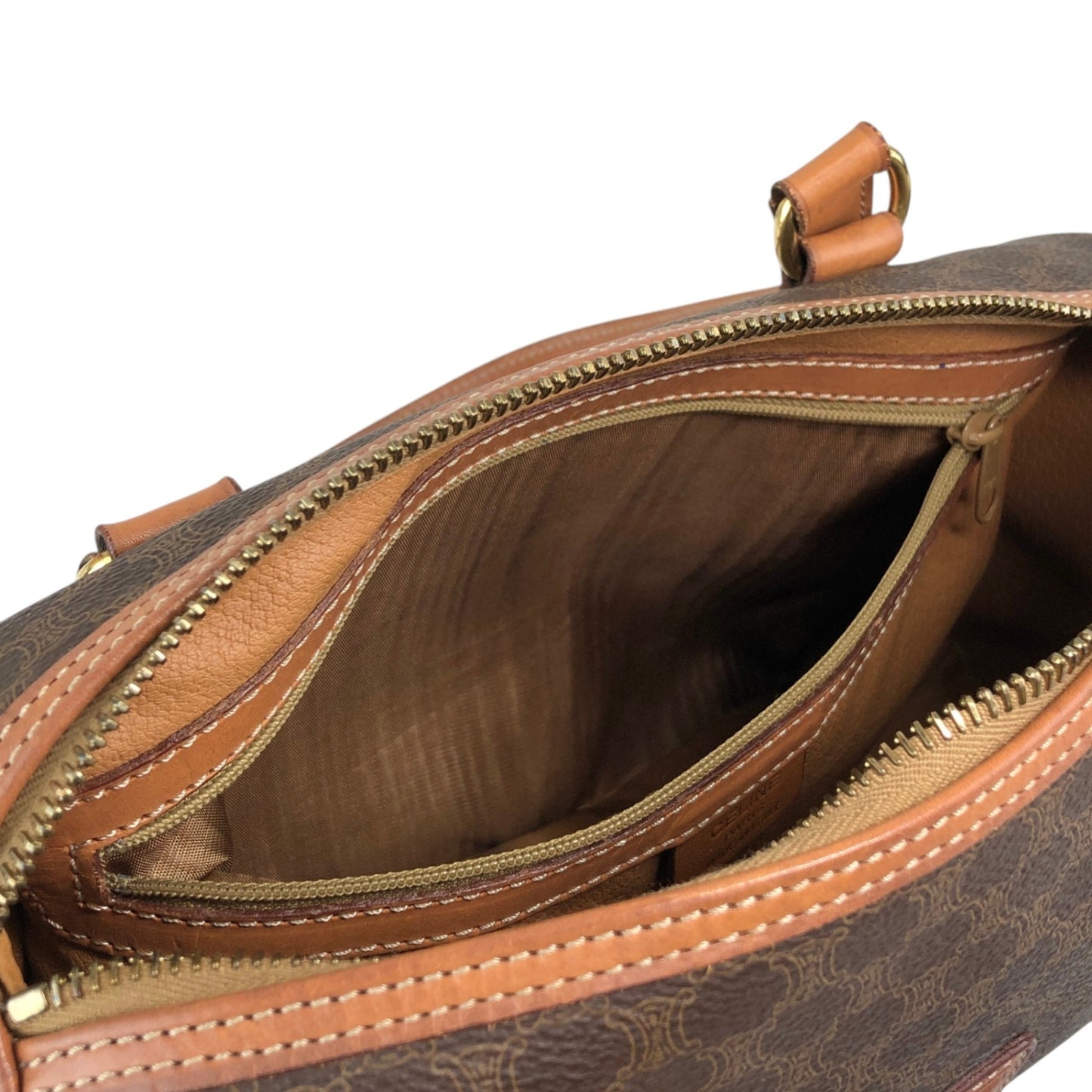 CELINE Macadam Blason Handbag Brown Vintage 3wk4bc