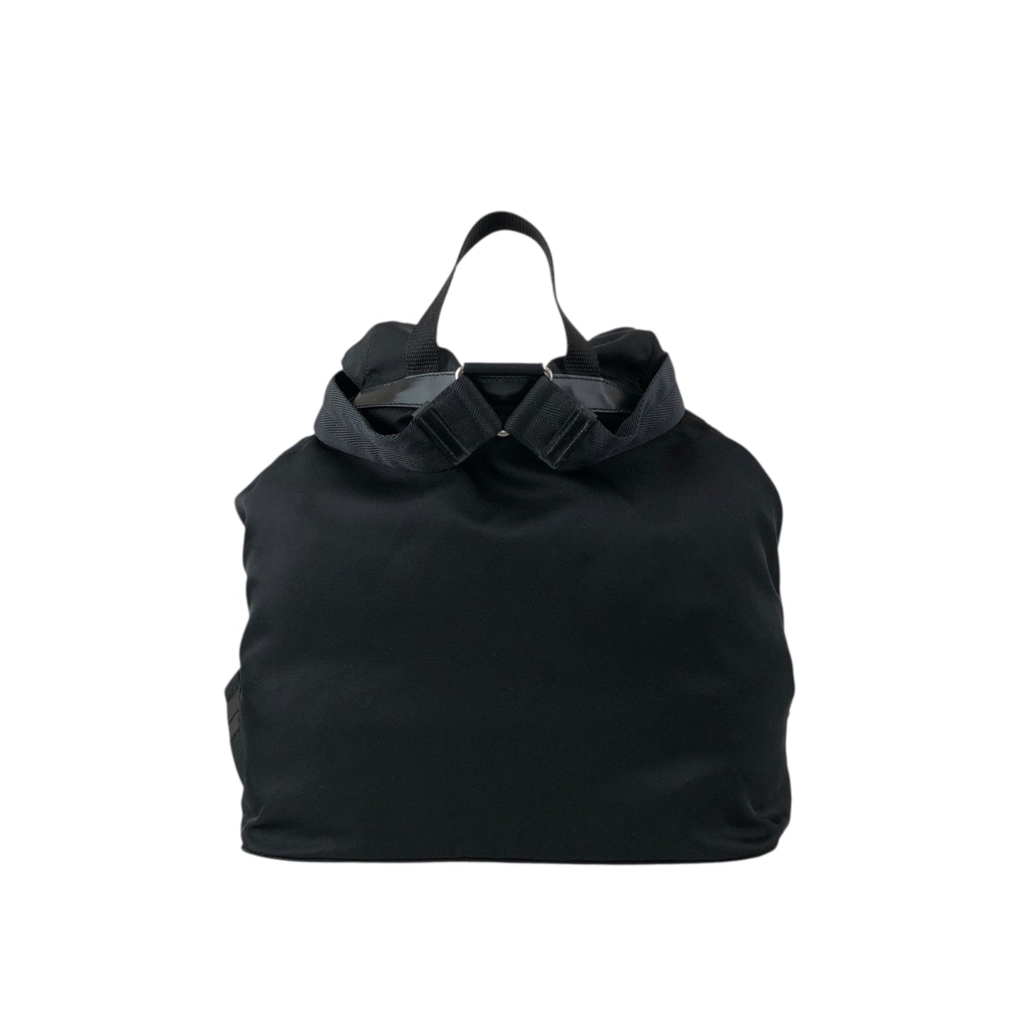 PRADA Tessuto Triangle Logo Double Pocket Backpack Black Vintage vsidzm