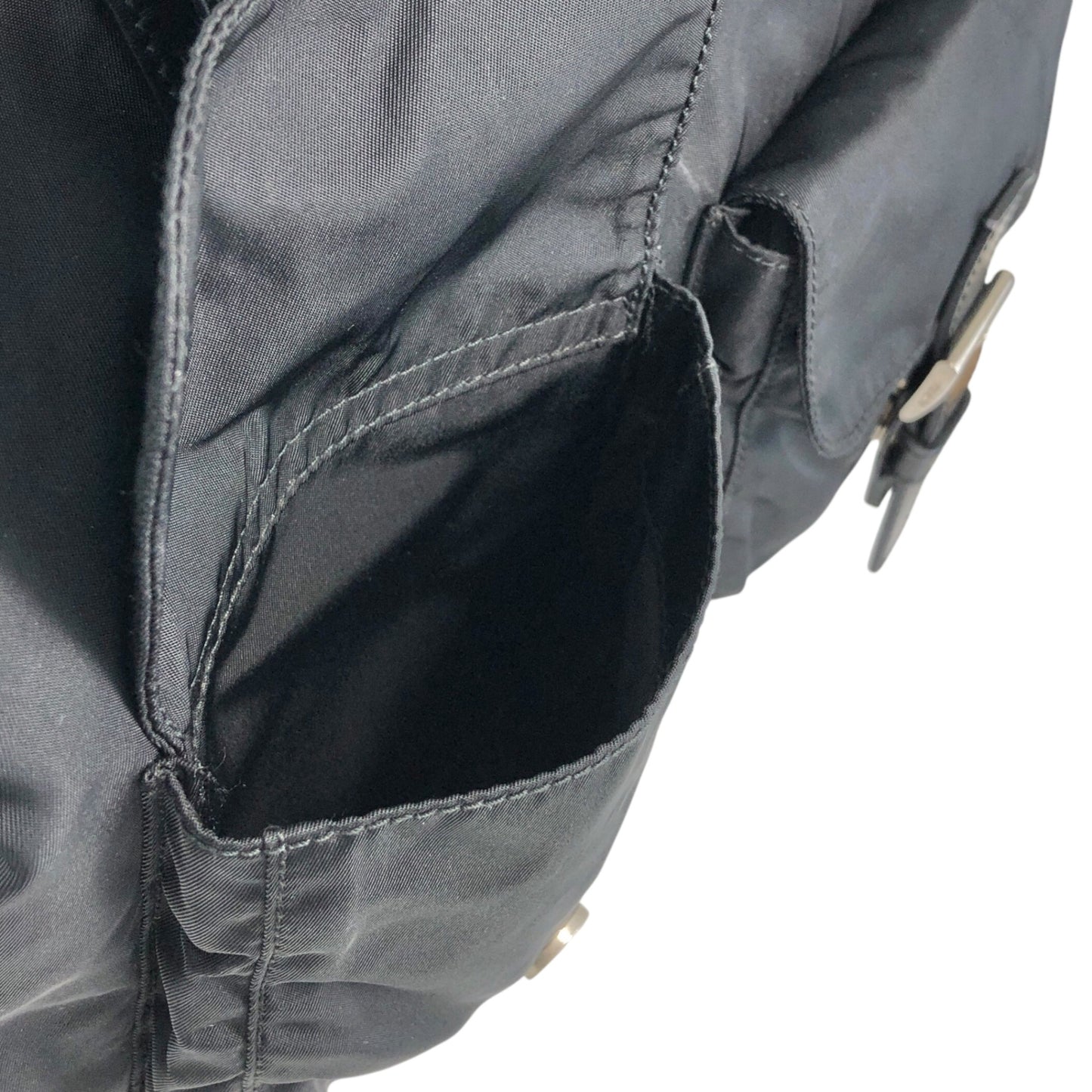 PRADA Triangle Logo Front Buckle  Totebag Black Vintage 7sstfx