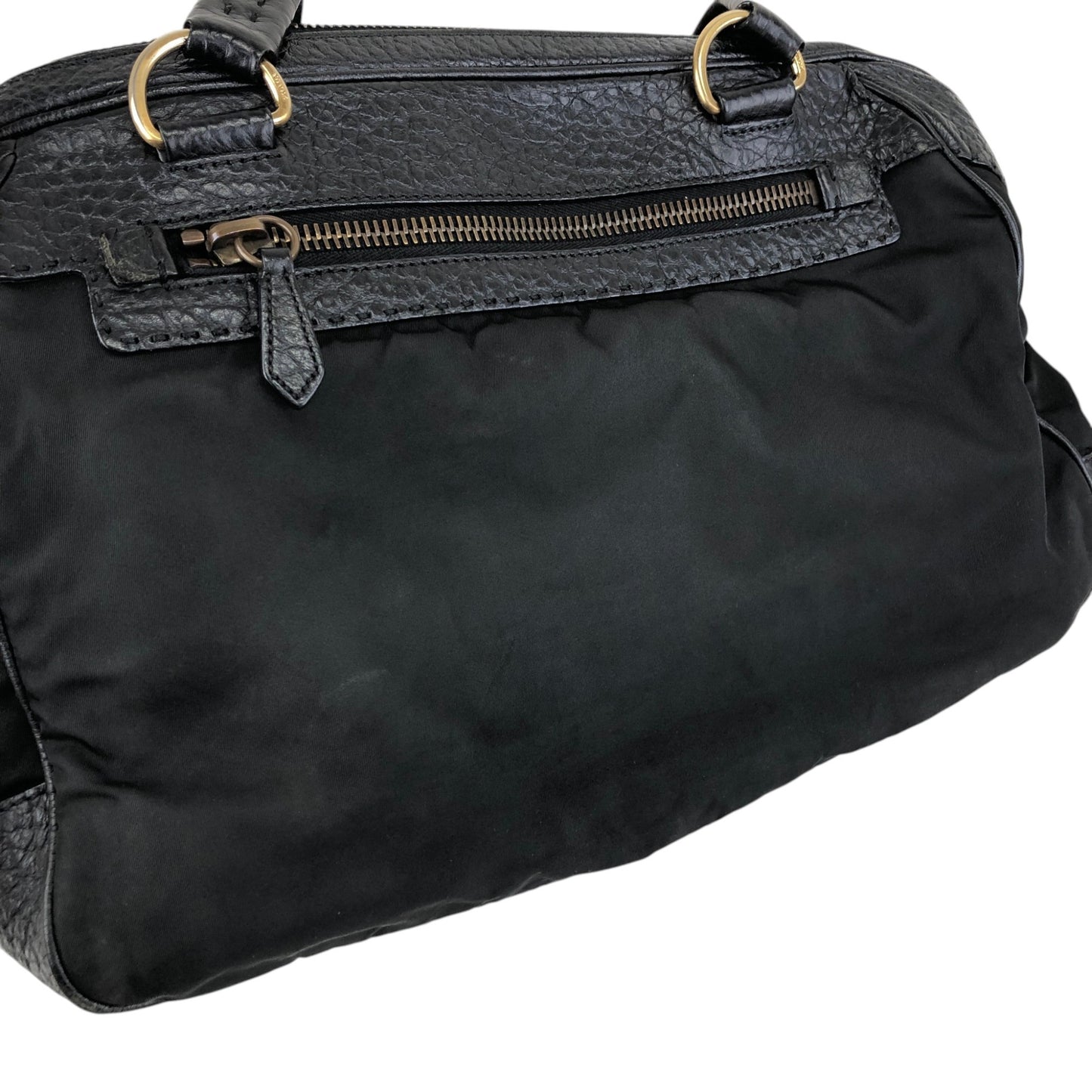 PRADA Triangle Logo Front Pocket Totebag Black Vintage 8vzd5r