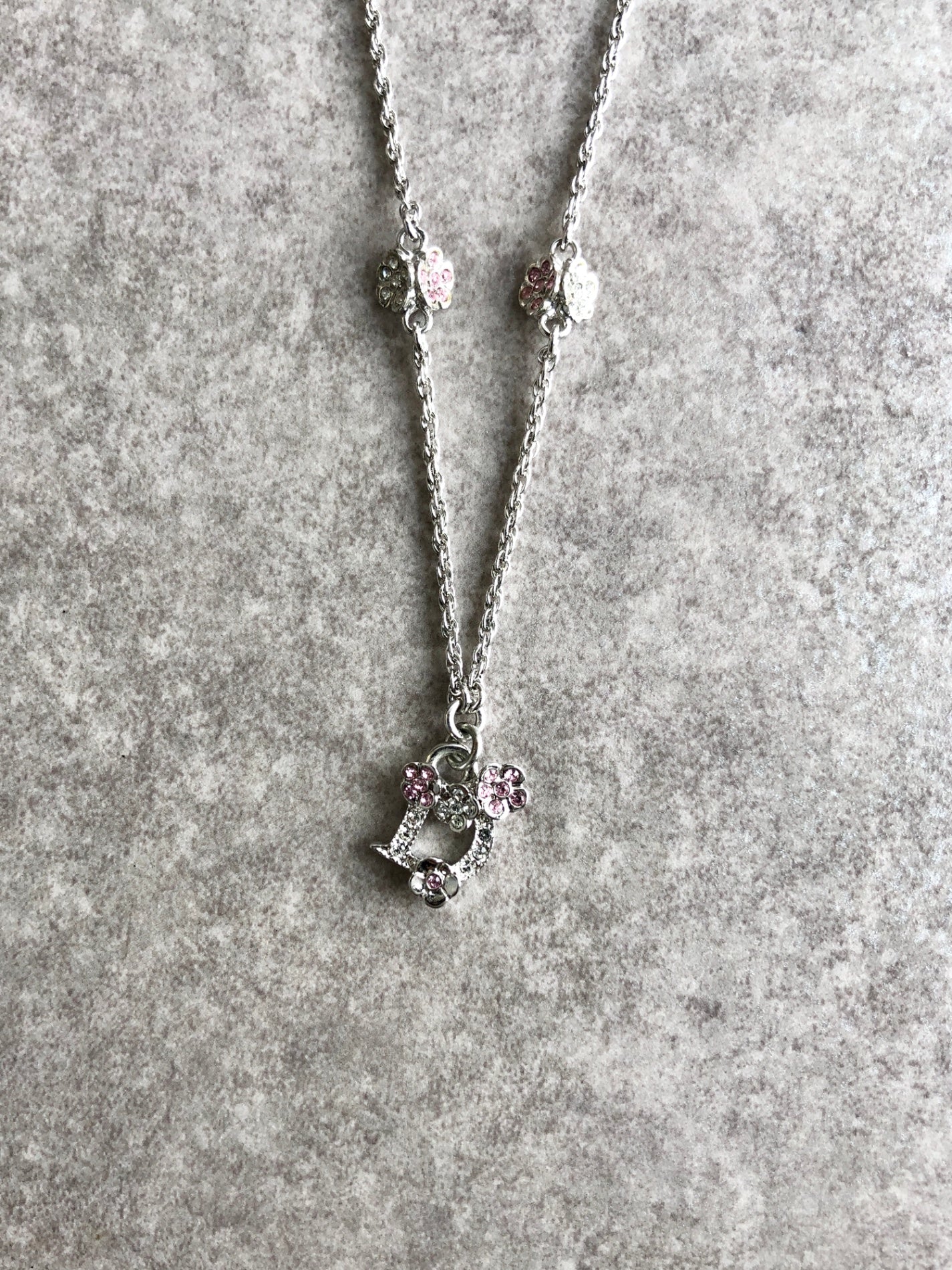 Christian Dior Rhinestone Necklace Silver Vintage kmc7cd