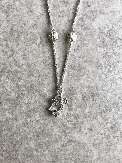 Christian Dior Rhinestone Necklace Silver Vintage kmc7cd