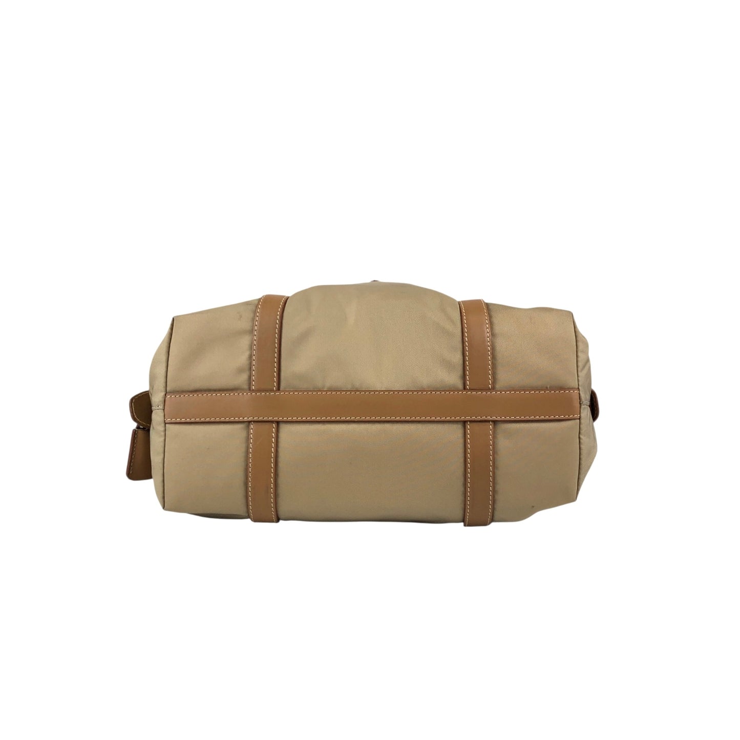 PRADA Tessuto Triangle Logo Small Boston bag Handbag Beige Vintage ib6juf