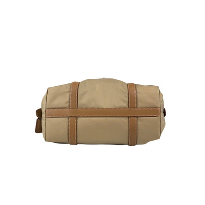 PRADA Tessuto Triangle Logo Small Boston bag Handbag Beige Vintage ib6juf
