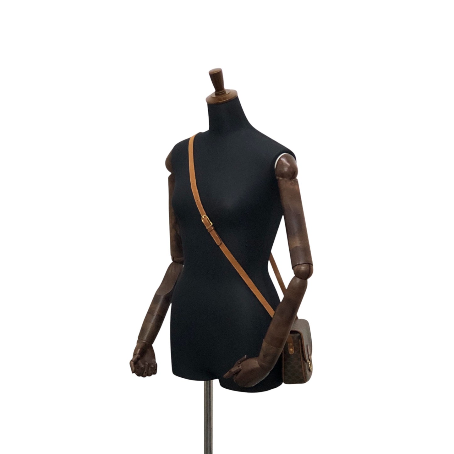 CELINE Macadam Horse Bit Shoulder bag Brown Vintage ejz44f