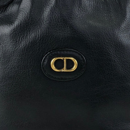 Christian Dior CD Logo Drawstring Shoulder bag Black Vintage 3cpukr