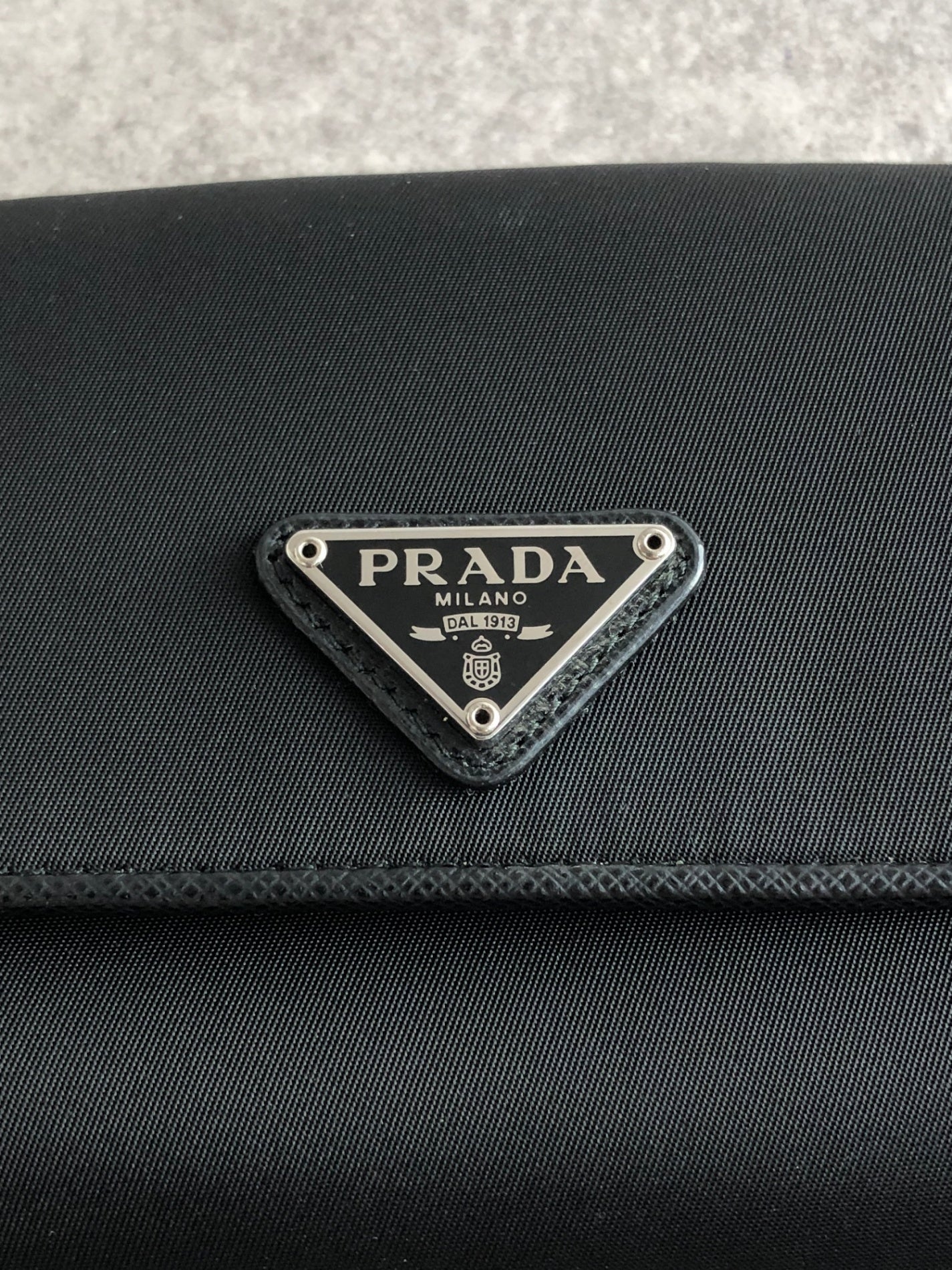 PRADA Tessuto Triangle Logo Folded Wallet Black Vintage bg5sit