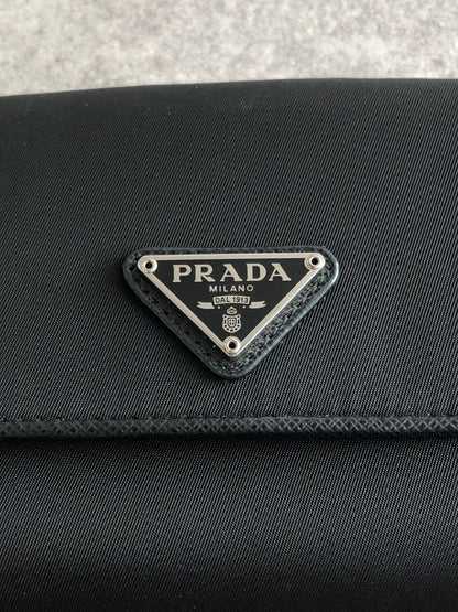 PRADA Tessuto Triangle Logo Folded Wallet Black Vintage bg5sit