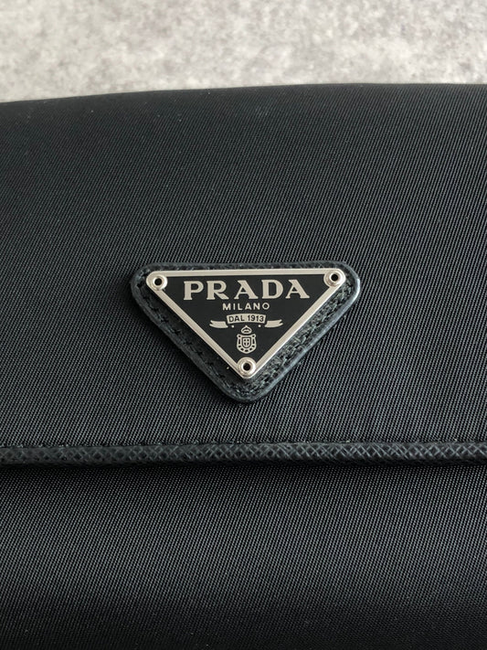 PRADA Tessuto Triangle Logo Folded Wallet Black Vintage bg5sit