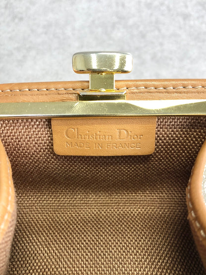 Christian Dior Honeycomb Pattern Metal Clasp Coin Purse Beige Vintage fcsm34