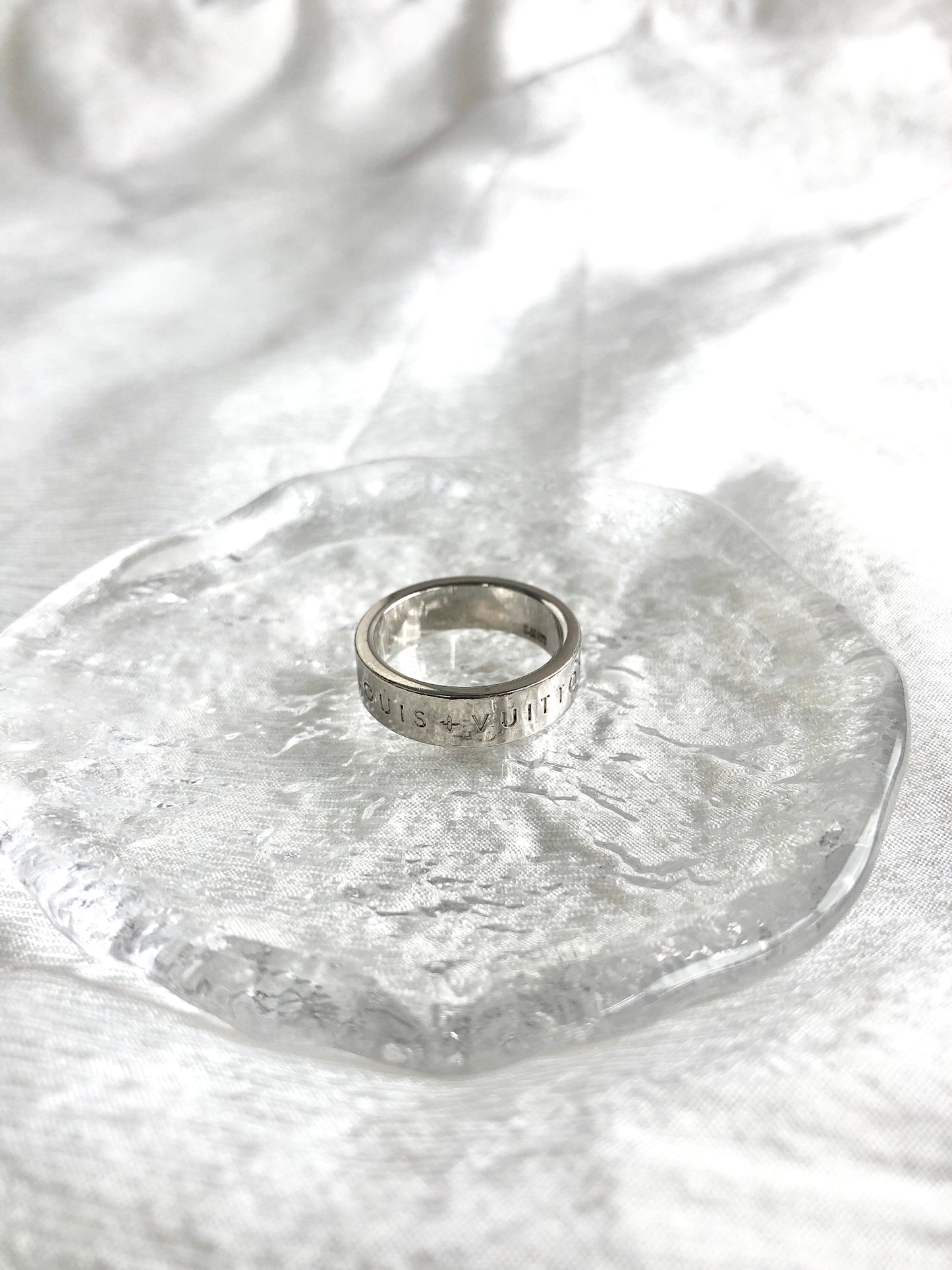 LOUIS VUITTON Logo Ring Silver M1507MM Vintage x5bt8n