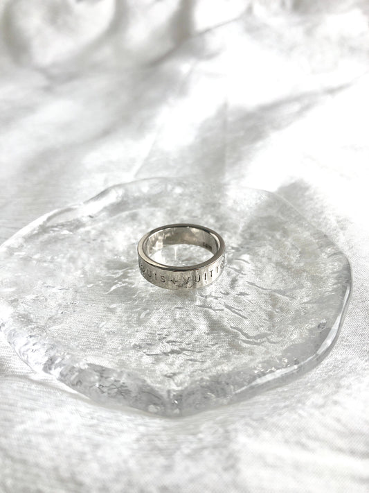 LOUIS VUITTON Logo Ring Silver M1507MM Vintage x5bt8n
