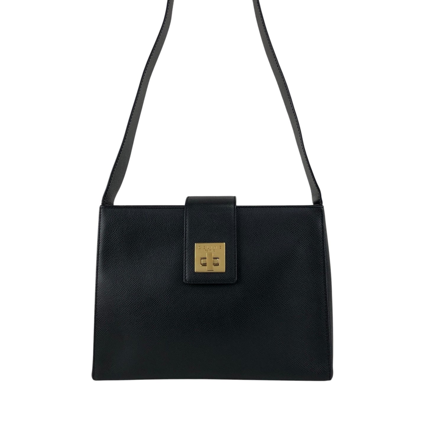 CELINE Turn Lock Shoulder bag Black Vintage 7mkcub