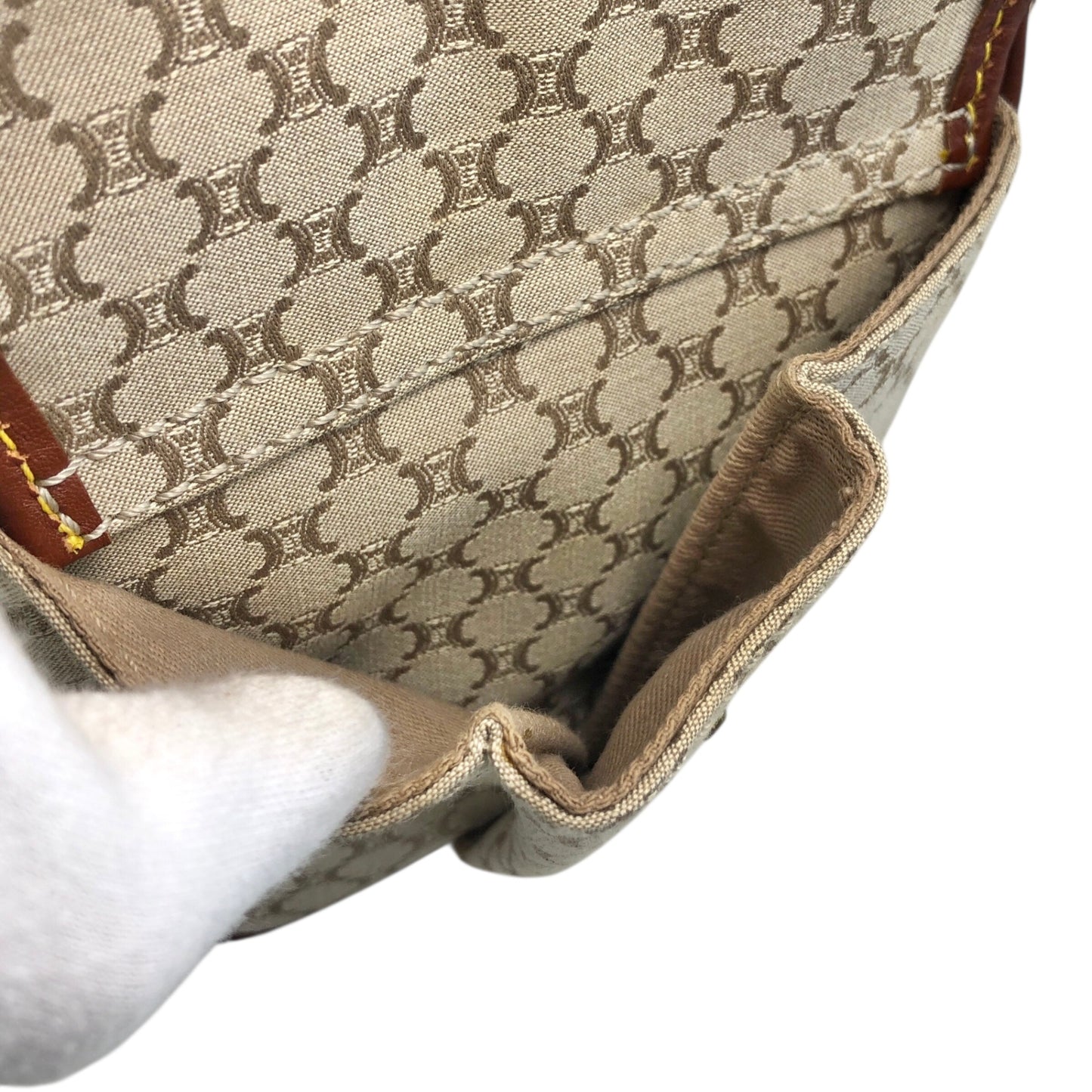 CELINE Blason Small Shoulder bag Beige Vintage yn4w5e