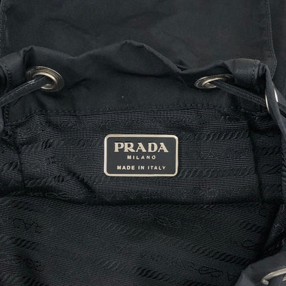 PRADA Tessuto Triangle Logo Front Buckle Backpack Black Vintage 8gfpuf