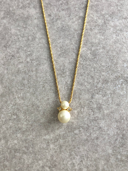 Christian Dior Fake Pearl Necklace Gold Vintage ntupyn